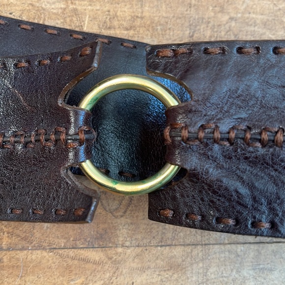 Johnny Farrah hand stitched brown leather belt. - Picture 2 of 6